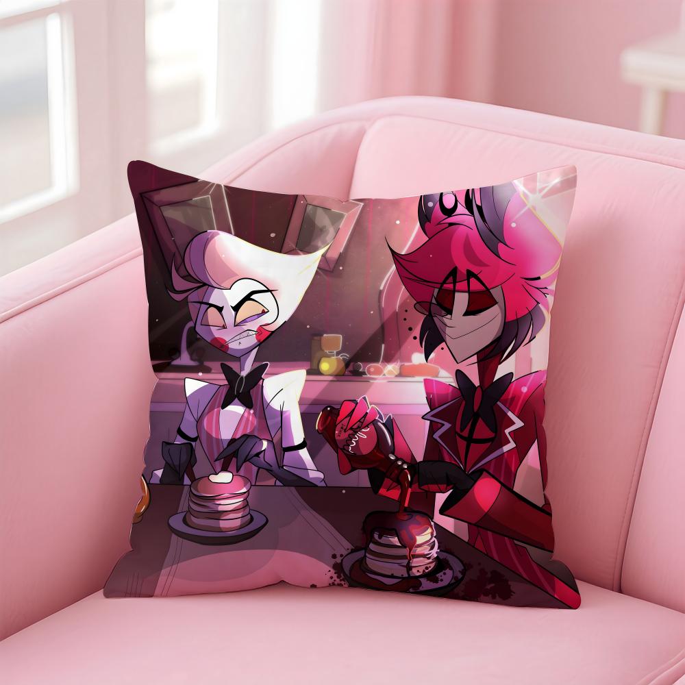 H-Hazbin H-Hotel Anime Cushion Cover Home & Car Multi-Scene Pillow Cover - Reversible, Soft & Durable for Daily Use