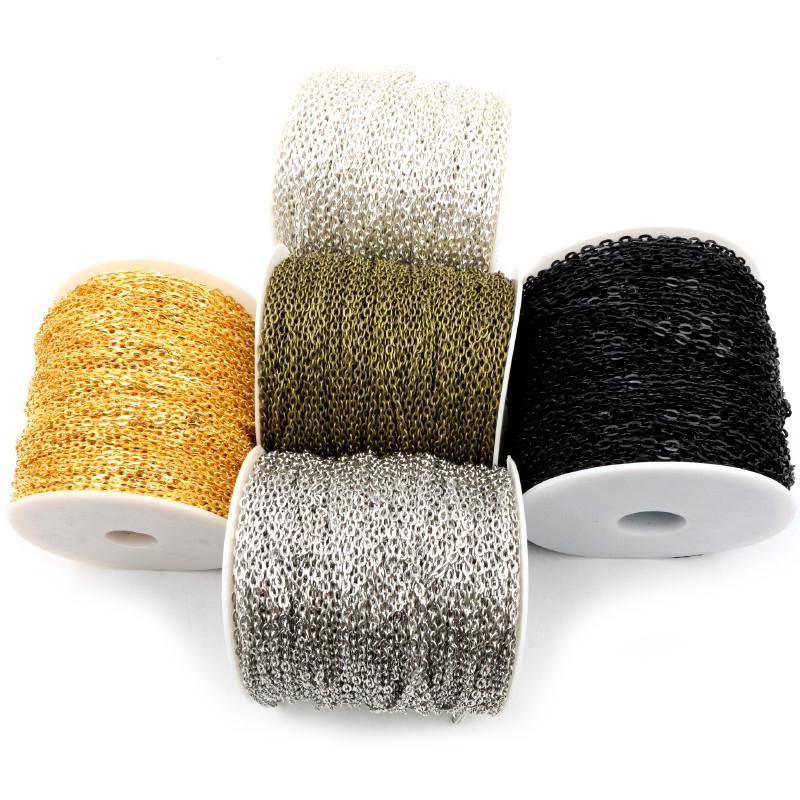 5 Meters/lot 3x2mm 4x3mm 5 Colors Plated Handmade Unwelded Iron Cable Chains DIY Jewelry Making Findings Accessories