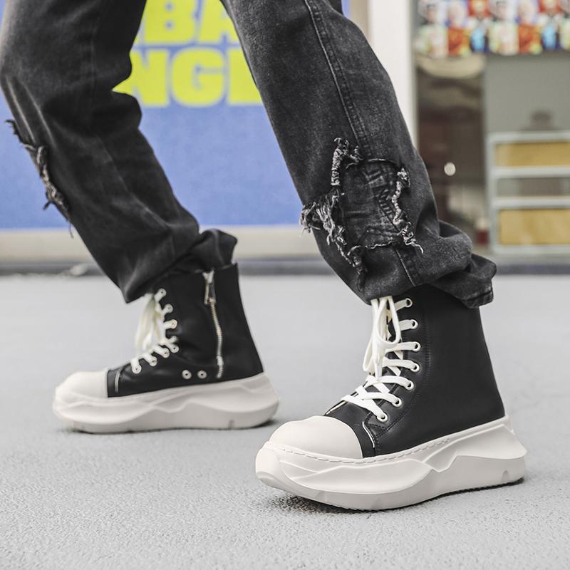 Utomhussko med halkskydd och slitstyrka, moderiktiga och avslappnade ankelkängor med tjock sula, högkvalitativ vandringskänga i mocka för män