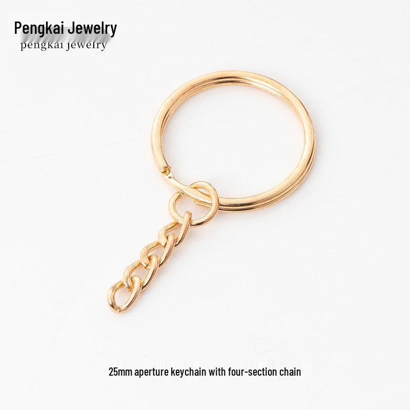 DIY Jewelry Accessories: KC Gold Four-Section Chain Keyring for Handmade Keychains
