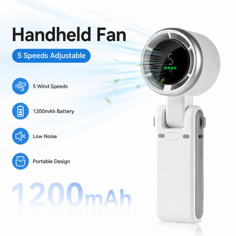 180 Degree Mini Handheld Fan 1200mAh Battery Hanging Neck Fan High Speed Turbo Fan Outdoor