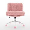 W26.4 Inch Wider Seat Office Chair,Artificial Rabbit Hair Home Chair with Metal Base,Adjustable Desk Swivel Chair,Vanity Chair(Pink) ,DE1875PK