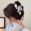 1pc Sparkling pleated fabric cloud bubble grip clip for women's high-end feeling, large shark clip hair accessory