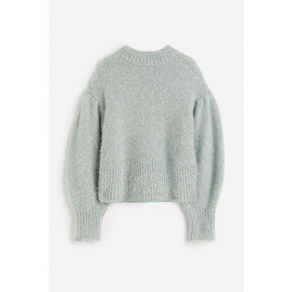 

H M balloon sleeve sweater light dusty green 1198560002