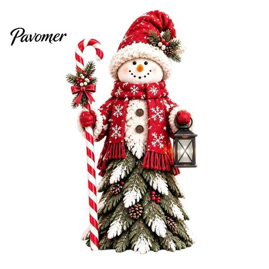 Christmas Gift for Friends Snowman Figurine, Resin Tabletop Decoration with Hat Scarf Pine Window Decorations Branches, Holiday Winter Decor