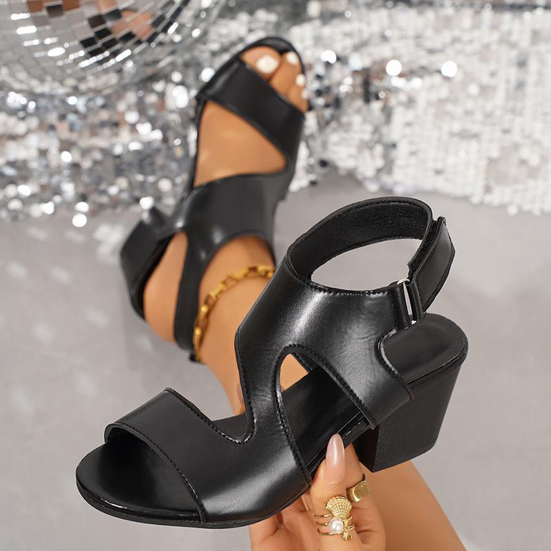 High Heel Sandals Women's 2025 New Sexy Gladiator Black Square Buckle Thick Heel Fish Mouth Sandales Platform Sandalias De Mujer
