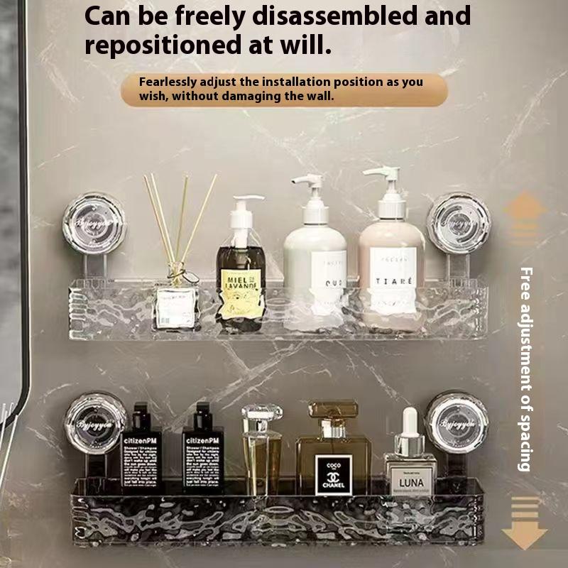 Acrylic Punch-free Bathroom Storage Rack Suction Self Draining Hanging Rack Wall Mounted Toiletries Organizer