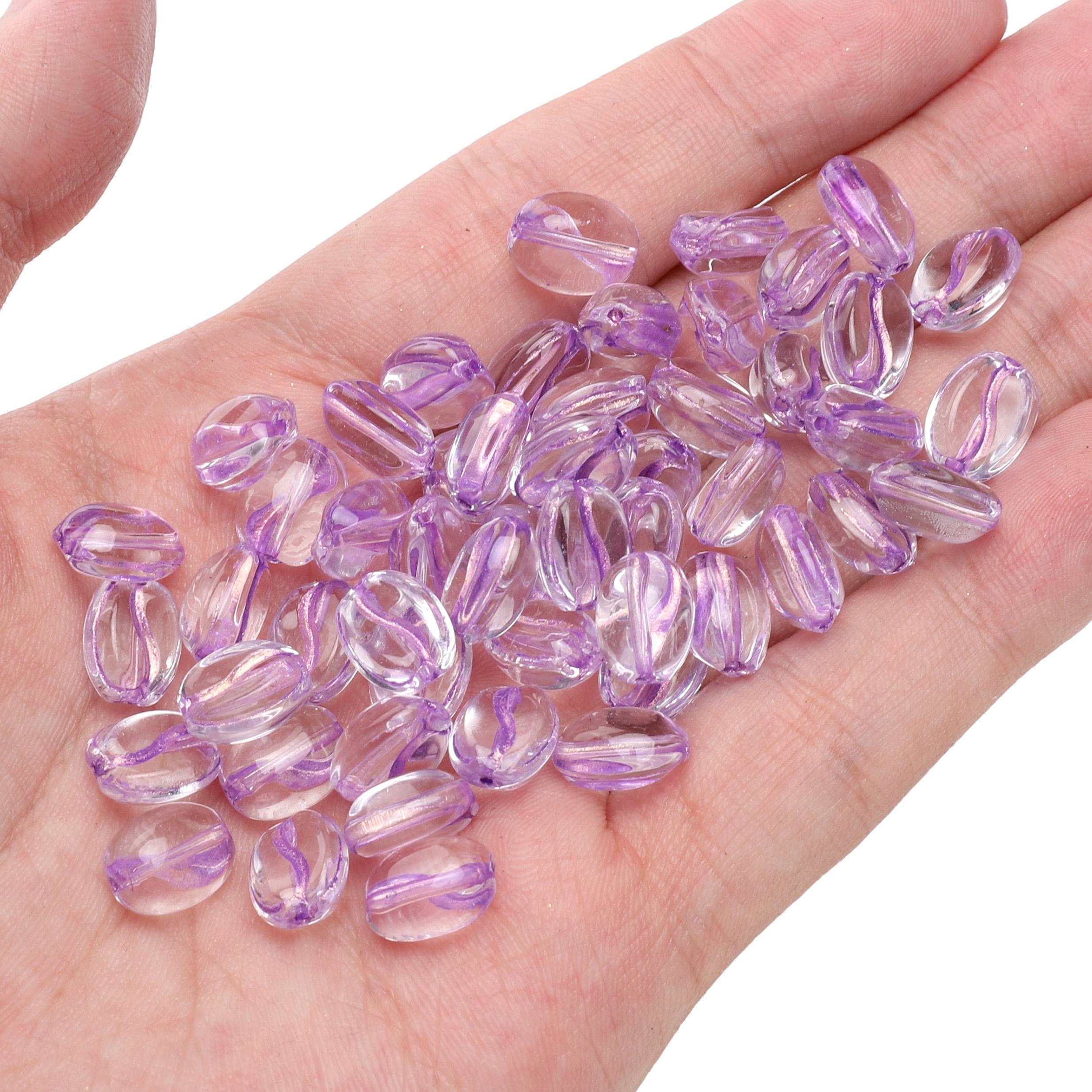 

20Pcs Crystal Glass Coffee Bean Beads Loose Spacer Beads for DIY Jewelry Making 10x8mm 20pcs фіолетовий