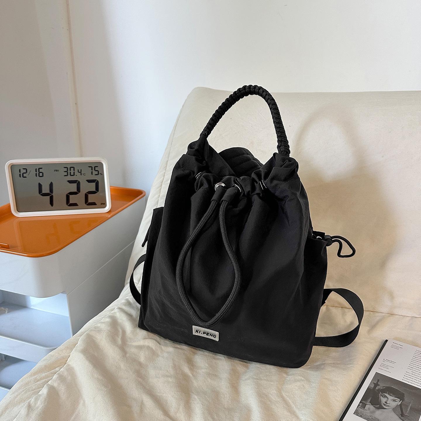 

Унисекс японский однотонный рюкзак на шнурке – Дорожная сумка большой вместимости для путешествий и поездок на работу чёрный