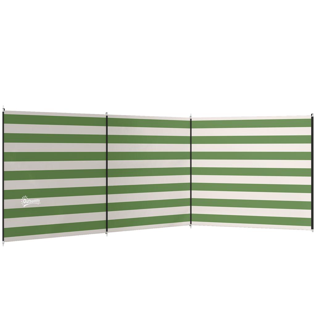4 Pole Camping Windbreaks, Beach Wind Shield Shelter with Carry Bag and Steel Poles, 540cm x 150cm, Army Green
