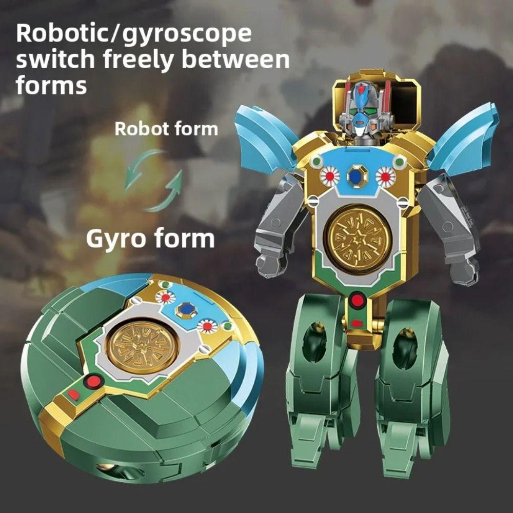 4pcs/bag 2 in 1 Fingertip Decompression Toy ABS Fingertip Gyro Deformed Robot Fidget Gyro  Office