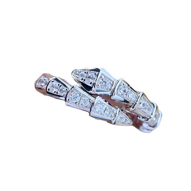 Platinum-Plated Open Bamboo Joint Zircon Knuckle Ring