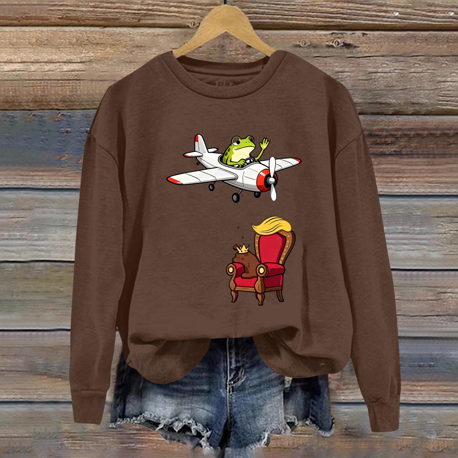 

Women s Fashion Daily Versatile Casual Sweatshirts Long Sleeve Round Neck Top Sweatshirts M коричневий