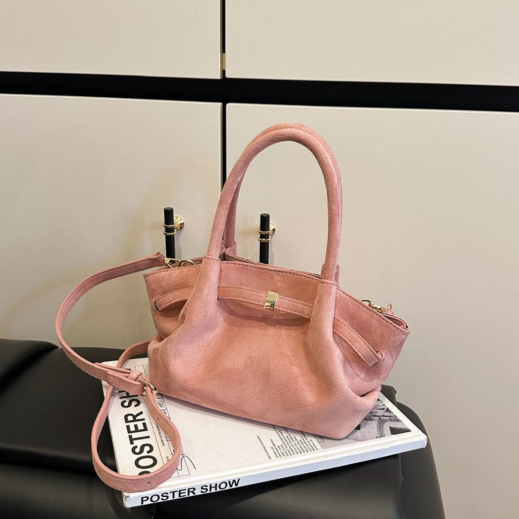 Minimalist Womens Solid Color Pleated Design Shoulder Bag For Casual Outings
