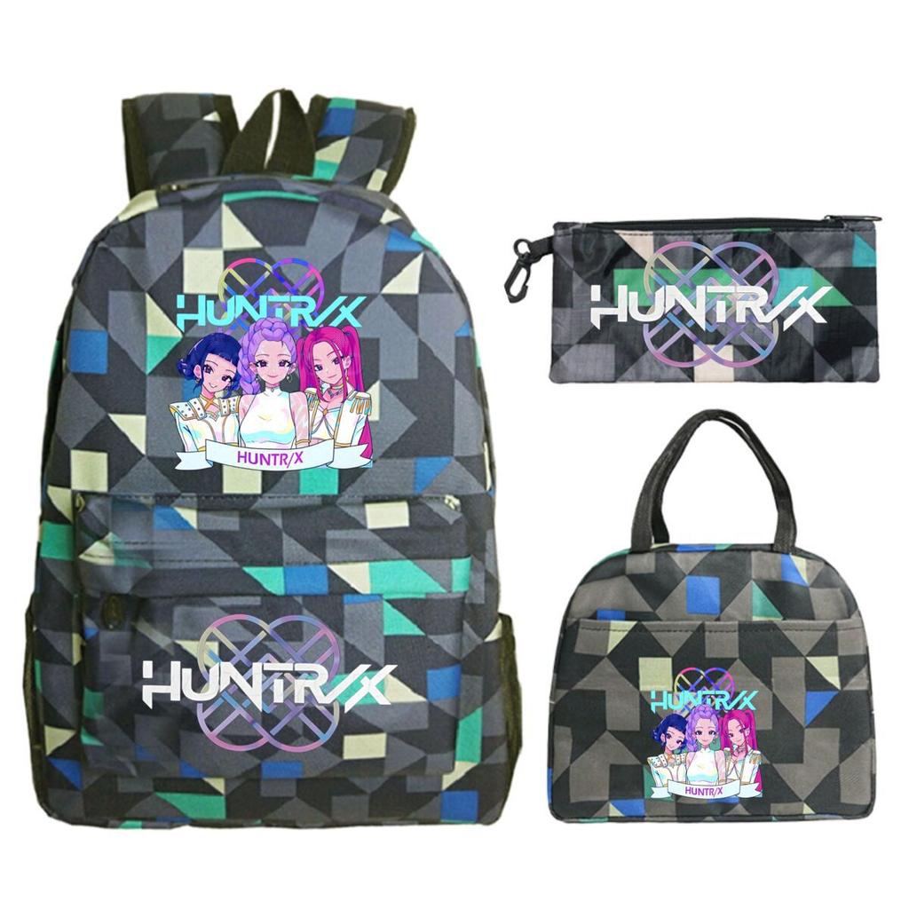 Animation Cartoon Printing Trend Student School Bag Lunch Bag Stationery Pencil Bag Combination Three-Piece Set