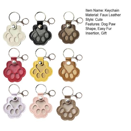 Faux Leather Paw Keychain Pet Hair Keepsake Paw Charm Key Holder Unique Memorial Collection Pet Memorial Gift