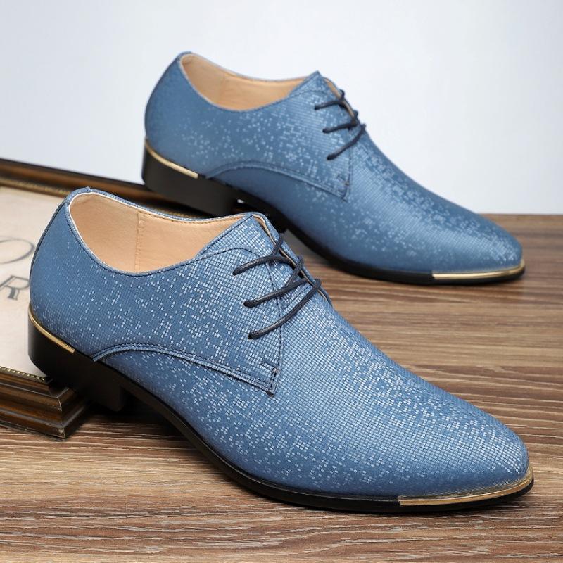 Retro Trend New Men's Black Green Sky Blue Pointed Lace Up Casual Oxford Shoes Wedding Dress Homecoming Footwear Zapatos Hombre
