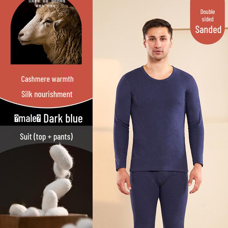 Men's and Women's Plus Velvet Thermal Underwear Set - Cashmere Silk Autumn Winter Base Layer
