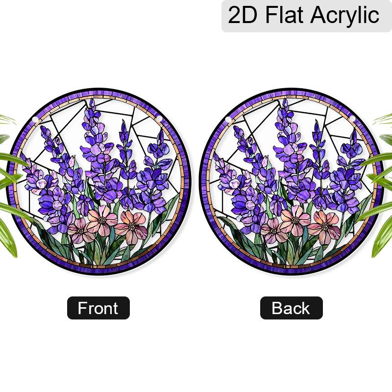 Acrylic Lavender Flower Suncatcher Stained Glass Effect Window Hanging Ornament Floral Gift for Home