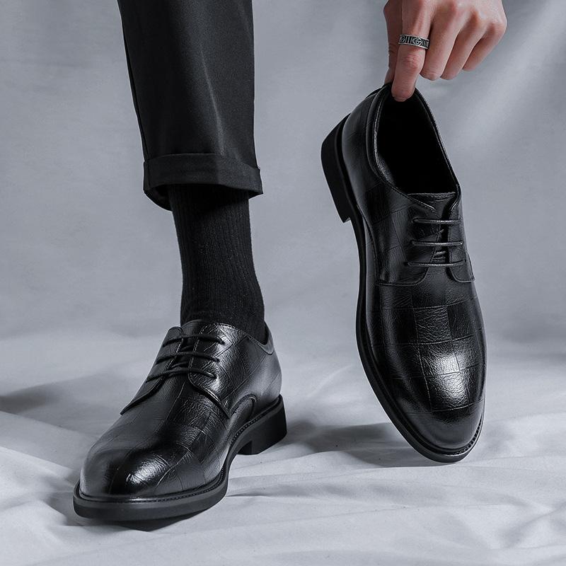 Wedding Leather Shoes With Suit Men'S Spring Youth Soft Leather Breathable Trend Casual Dress 66773-5-R