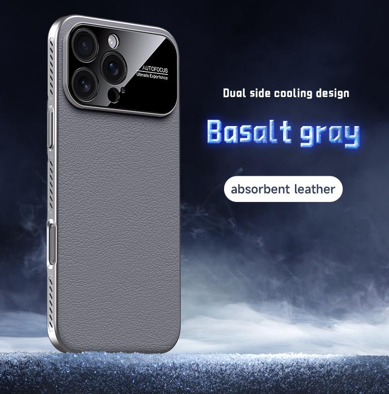 Pouzdro odvádějící teplo pro iPhone 16 15 14 Pro Max Ekologický kryt z veganské kůže s ochranou objektivu fotoaparátu Nový