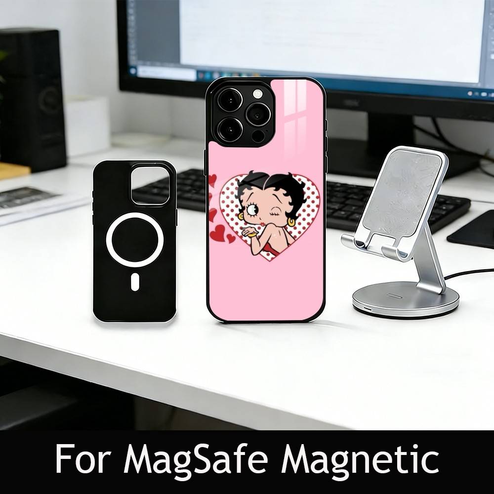 Be-Tty Boo-P Phone Case For iPhone17,16,15,14,13,12,11 Plus,Pro Magnetic with Magsafe Wireless Charging