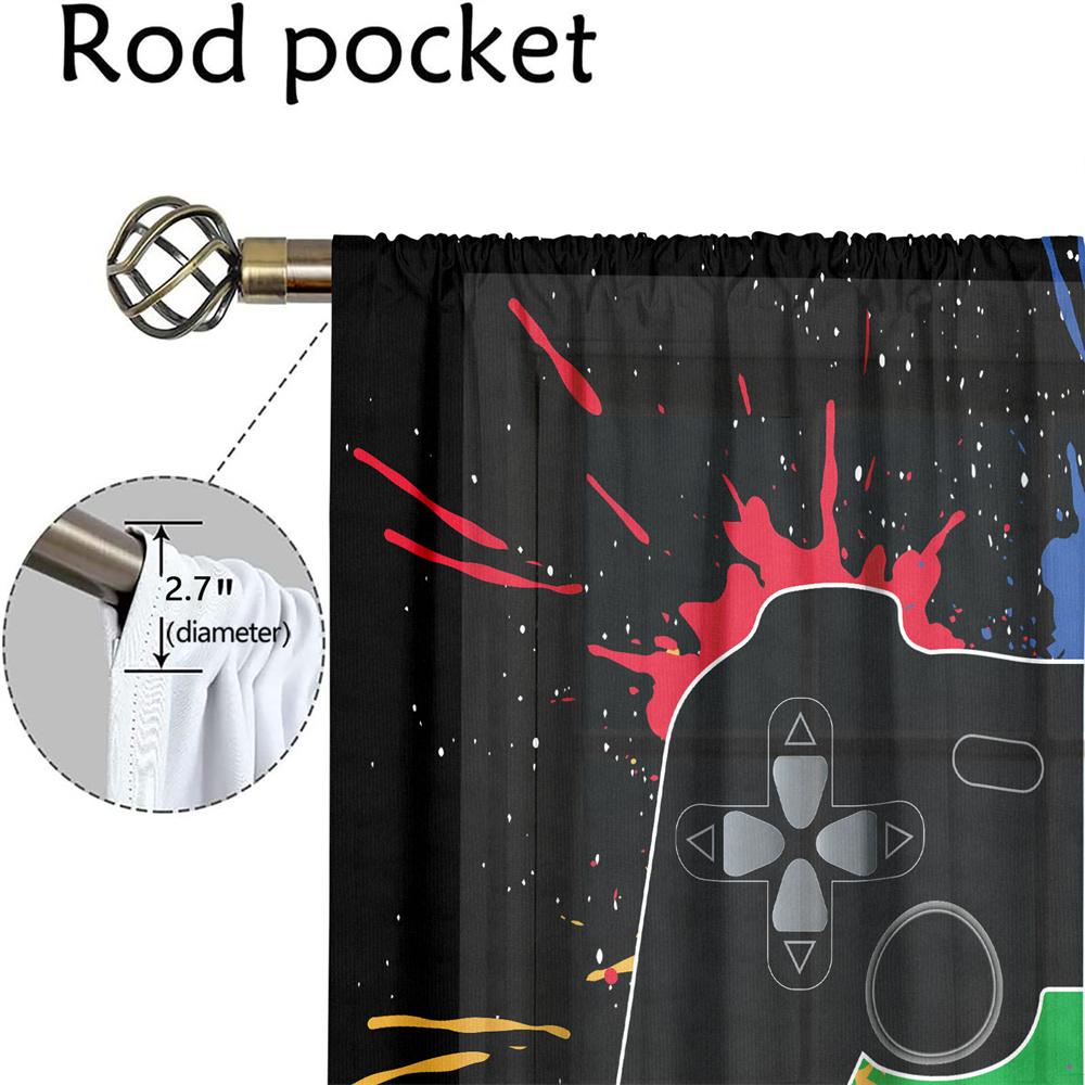 2 Pcs Game Controller Curtains Multicolor Graffiti Style Living Room Bedroom Window Decorative Curtains