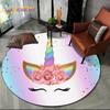 3D Cartoon Unicorn Animal Round Area Rug,Circle Carpet Rug for Living Room Children's Bedroom Sofa Decor,Kid Non-slip Floor Mat