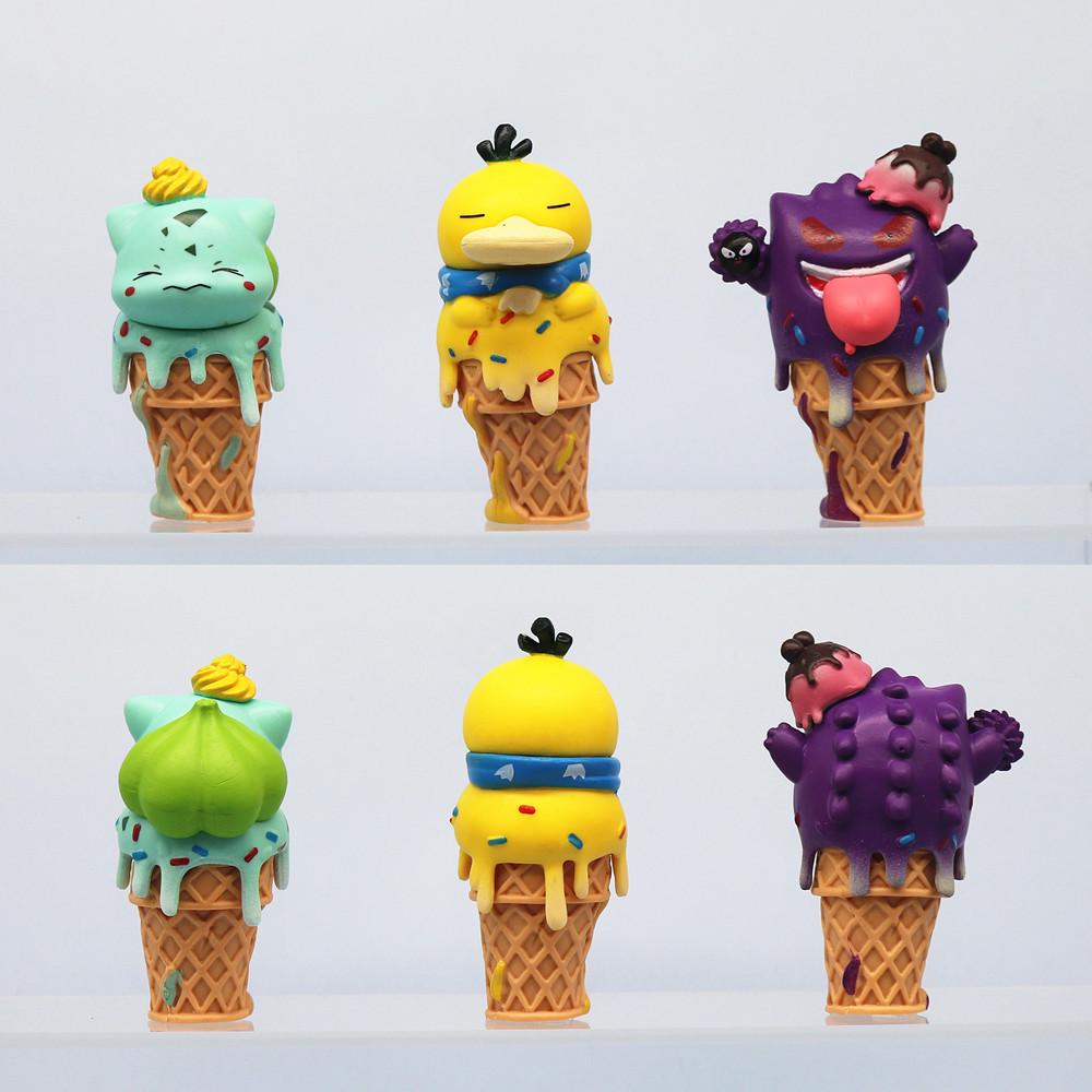6 Flavor Ice Cream Cones: COS Series Hand-Painted Figuries Featuring Pikachu, Bulbasaur & Psyduck