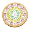 DIY Glass Mosaic Tile Coaster Set Mixed Color Mosaic Kit with Wooden Coaster Kids Adults Handmade Mosaic Crafts Coaster with Accessories
