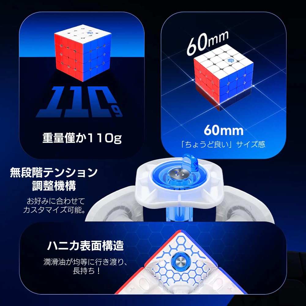 GAN460 M V2 4x4x4 Cube with Magnets and Stickerless Design V2 Includes Japanese Version and Cleaning Cloth UV-Coated Built-in (GAN460M UV) - Guide,