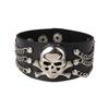 DIEZI Punk Goth Bat Skeleton Wrap Bracelet Women Men Vintage Harajuku Black PU Leather Chain Bracelet Bangles Halloween Jewelry