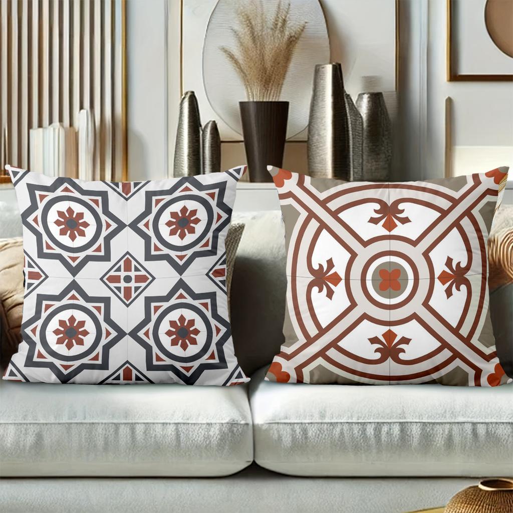 Bohemian Tile Pattern Decorative Throw Pillow Covers Pattern Cushion Cover Suitable for Sofa Bedroom Car Pillow Cover