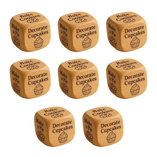 1/2/3/5/6/8Pcs Wooden Quilter Dice with 6 Engraved Quilting Tasks Solid Wood Quilting Embroidery Knitting Projects Baking Drinking Decision Dice Tools