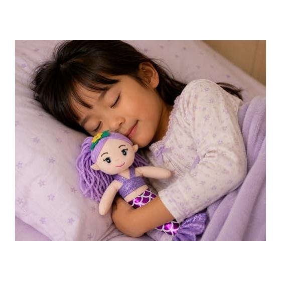 Mermaid Plush Toy - Cute Doll for Room Decor, Gifts, Princess Mermaid, Children's Toy, Birthday, Christmas, Ages 3-8 (Purple), Soft & Huggable,
