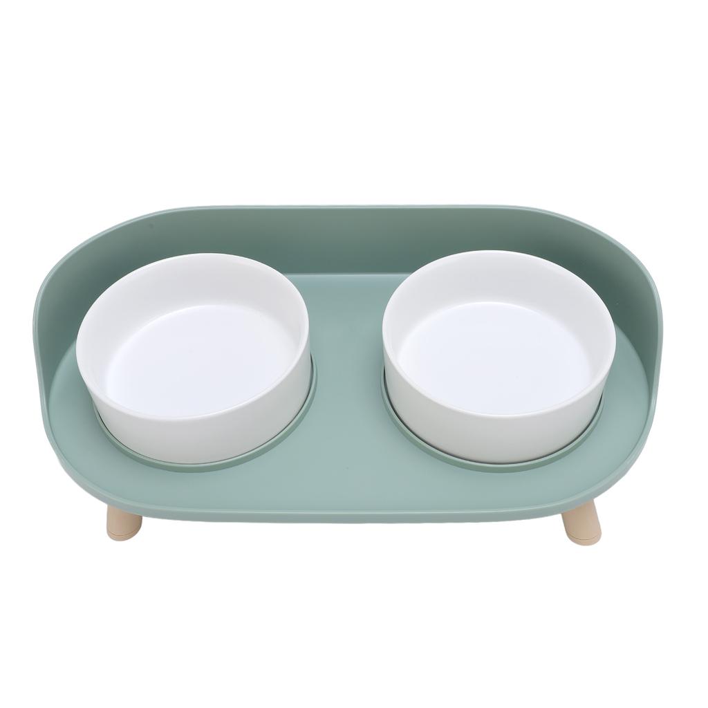Raised Ceramic Cat Bowls with Stand Cervical Spine Protection Splash Proof Pet Food Water Bowl Set