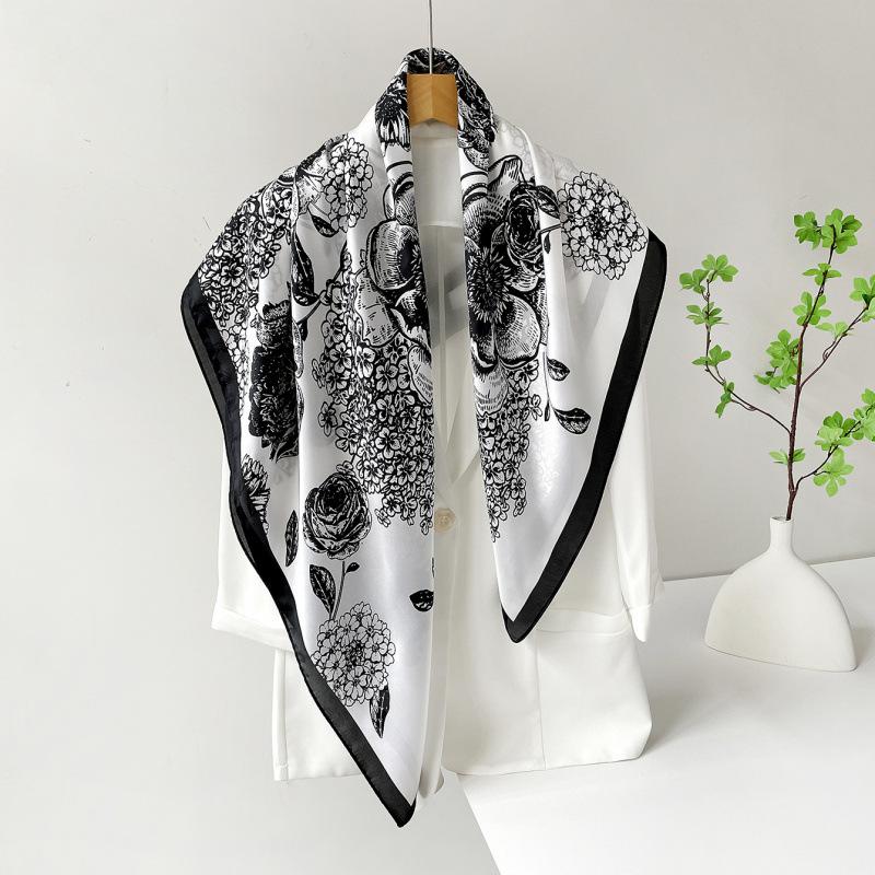 Headscarf Silk Scarf 90cm Women's Headscarf New Versatile Satin Thin Large Square Scarf