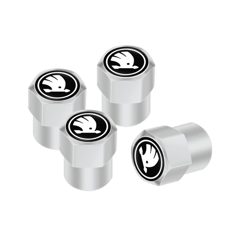 QLT4 4Pcs Car Pendant Car Wheel Tire Valve Caps Airdust Covers For Skoda Octavia Kodiaq Fabia Superb Karoq Yeti Vrs Accessories