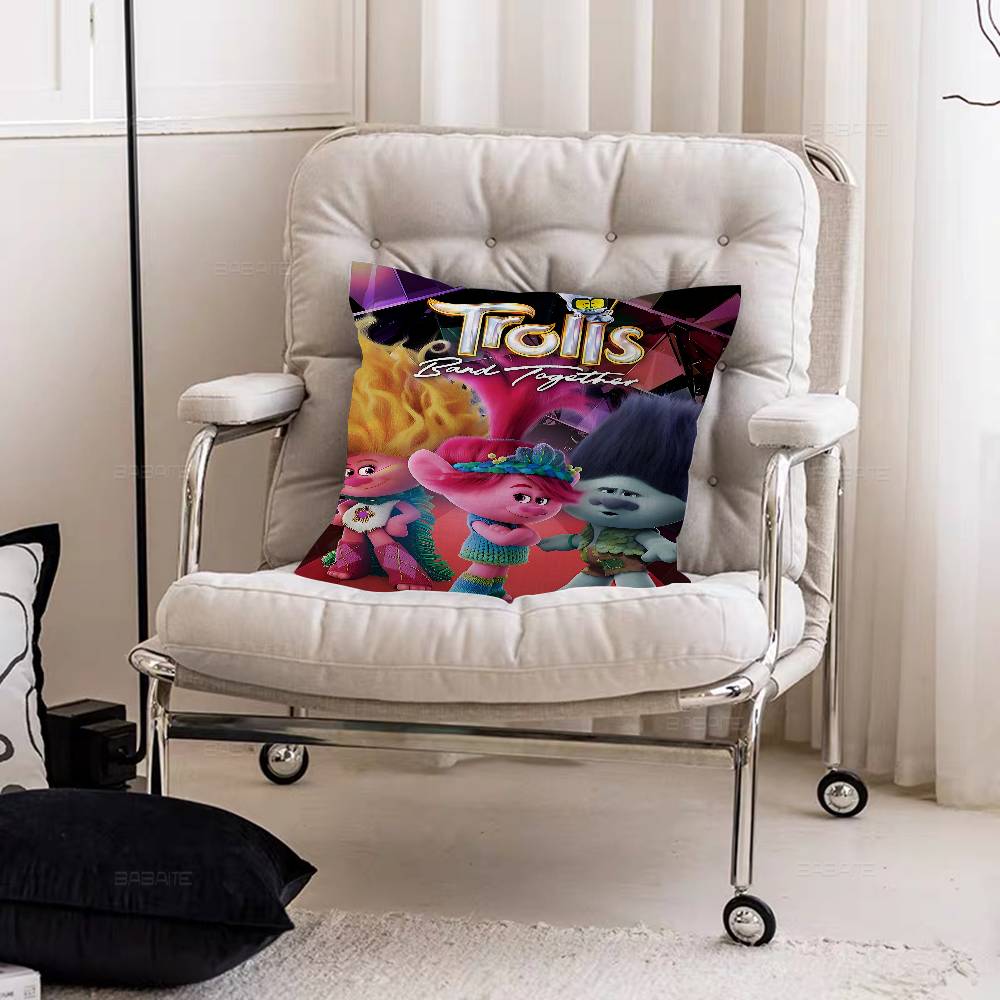 

Movie Happy T-Trolls Personalized Pillow Cover Kids Bedroom Wild Party Decor Pillowcase Kid Birthday Shower Gift 30cmx30cm