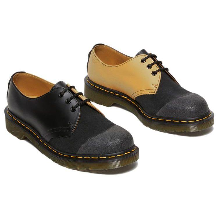 Dr. Martens 1461 Leather Patchwork Lace-Up Low-Top Casual Shoes Unisex Casual Shoes Black 27743002