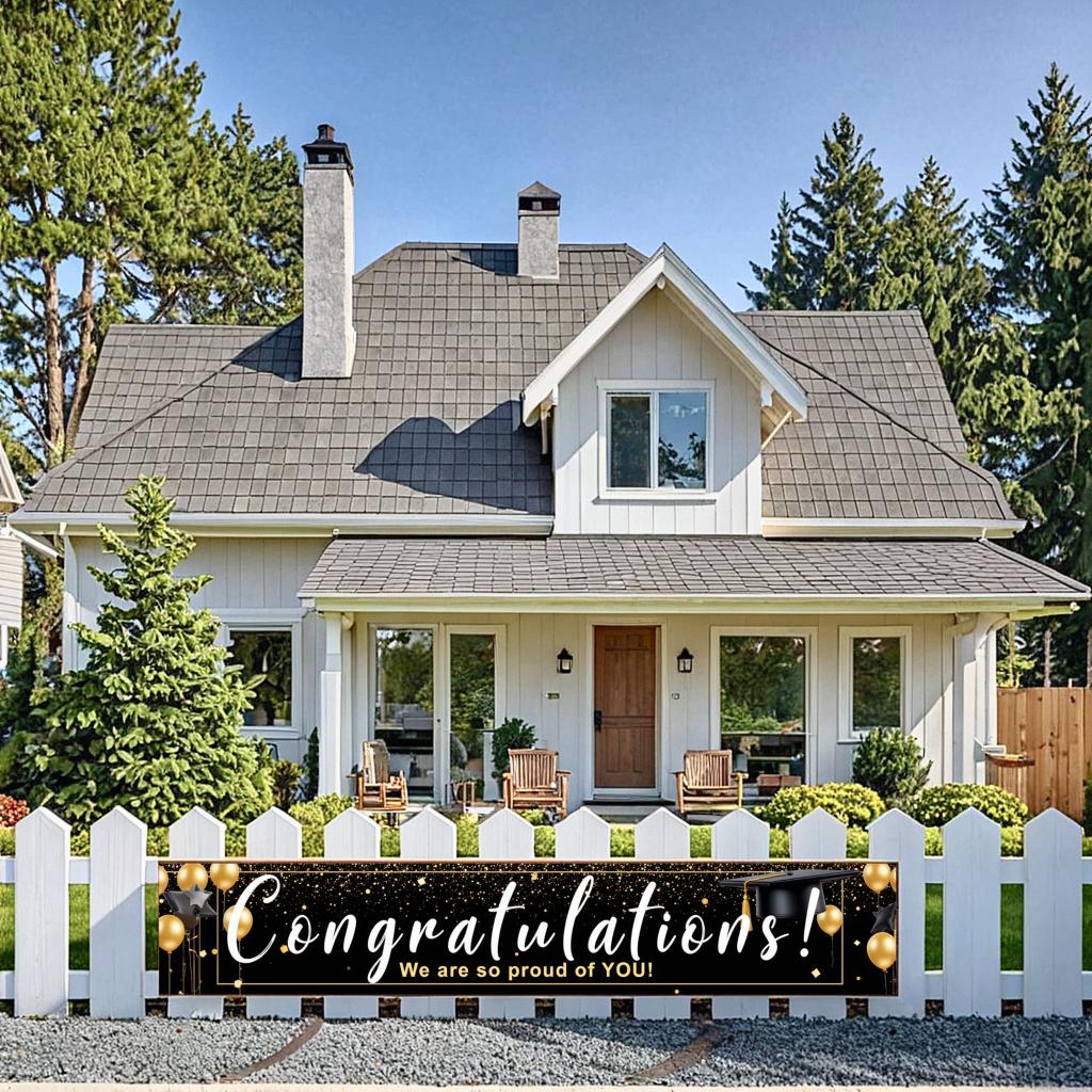 Festive Look Academic Achievement Banner Congratulations Sign Graduation Party Decor for Academic Celebration Photo Backdrop