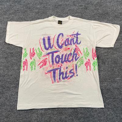 Vintage 80s U Cant Touch This Wrap-Around Shirt M/L 21x25 Paint Splatter