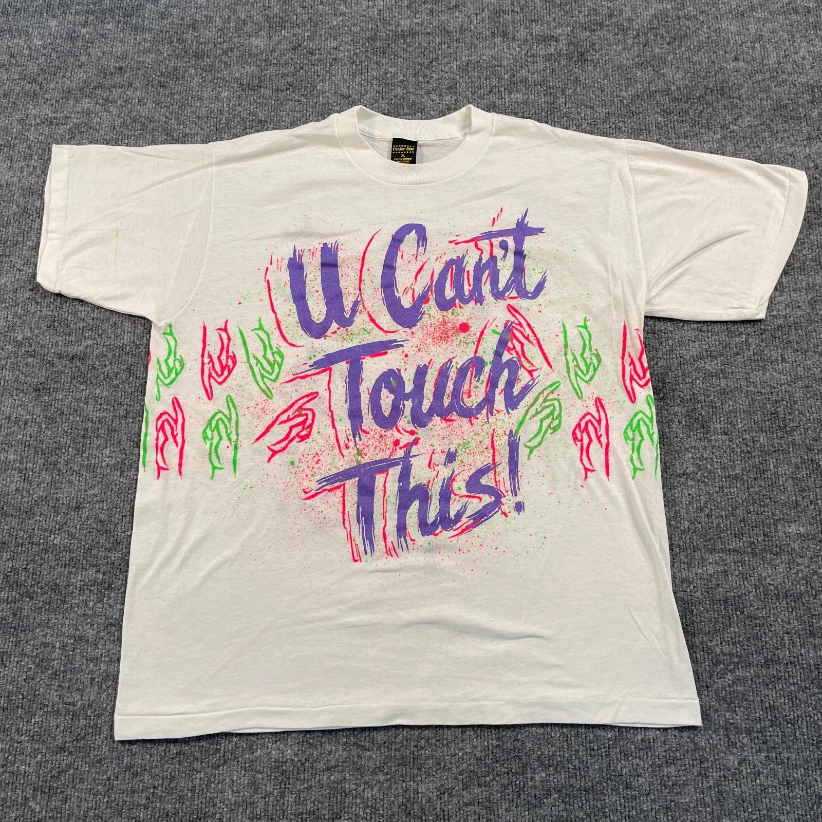 

Винтажная рубашка-обертка 80-х U Cant Touch This M/L 21x25 Брызги краски XL