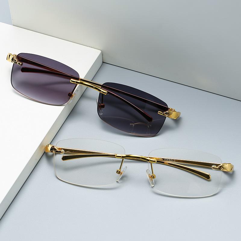 Fashion Vintage Rimless Square Sunglasses Women Men Luxury Brand Designer Popular Travel Driving Metal Small Sun Glasses Uv400