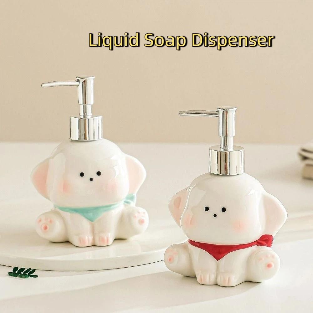 Dog Shape Liquid Soap Dispenser Ceramic Shampoo Bottle Dog Shape Lotion Bottle  Bathroom