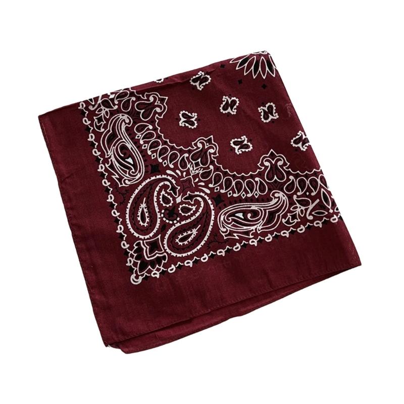 Square Cotton Cashew Flower Print Bandana Unisex Head Wrap Decorative Head Scarf For HipHop Dancing and Street Wear