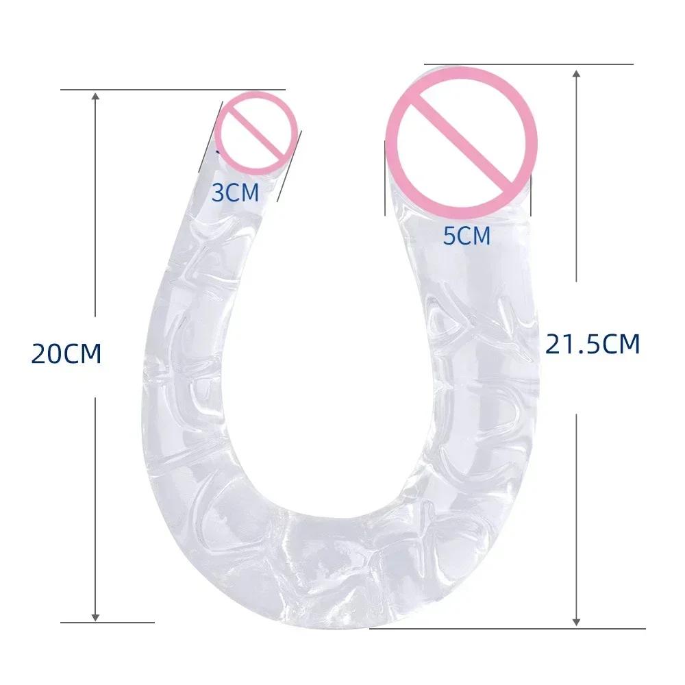 U Shape Double Head Dildo Soft Crystal Silicone Anal Plug Vagina Anus Massager Analplug Lesbian Gay Penis Sex Toys for Women Men