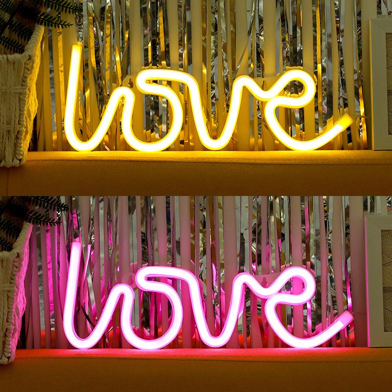 Dual-Use Wall-Mounted LED Neon Light Lamp: Love Design for Bedroom Photography Prop