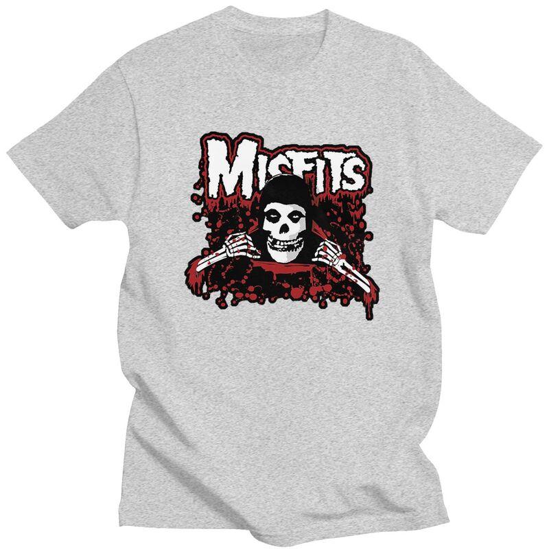 Custom Horror Punk Rock Misfits Skull Tshirts for Men Short Sleeve T Shirt Fashion Tshirt Slim Fit 100 Cotton Tee Gift Idea