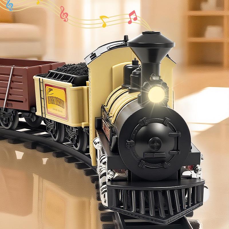 High-Speed Retro Electric Toy Train with Track - Children s Steam Simulation Model